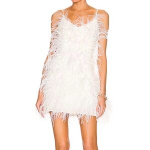 Cult Gaia Zariah White Feather Mini Dress